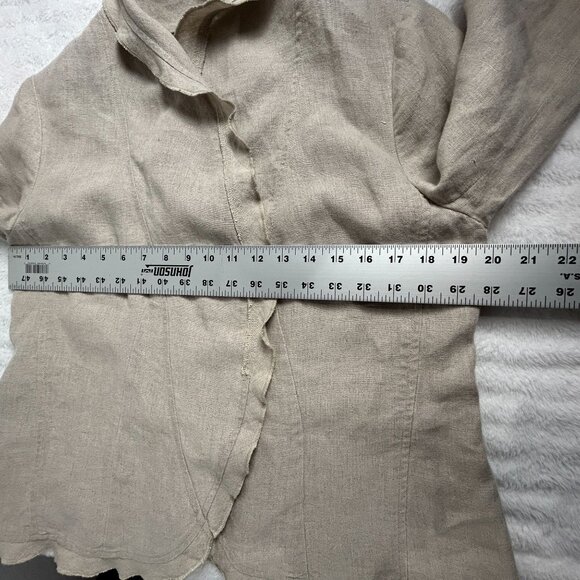 Forth & Towne Linen Allegory Womens Jacket Medium Beige Open Front Lightweight - Picture 7 of 8